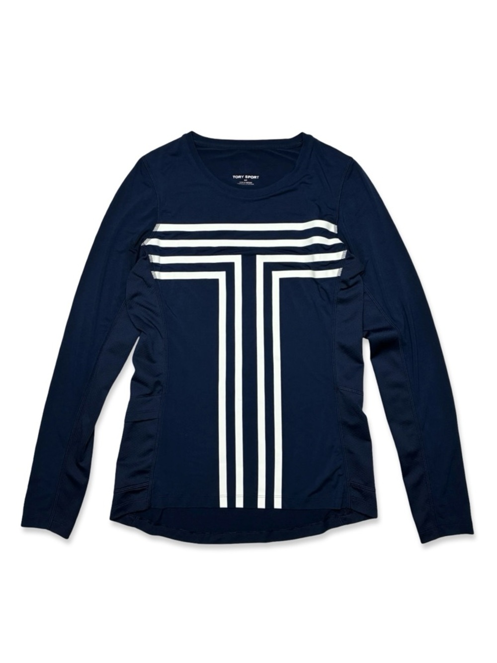 Tory Burch Sport Navy Blue Cooling Performance Long Sleeve Top
